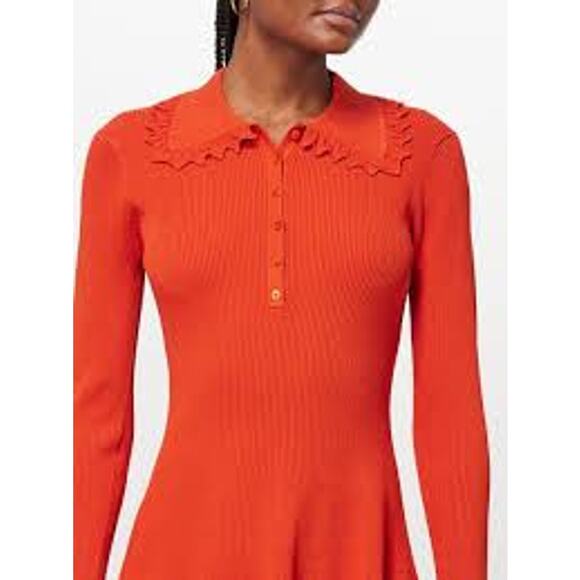 Ulla Johnson Cybil Tulip-Edge Rib Knit Mini Dress Carnelian Size M NWT - Picture 9 of 10